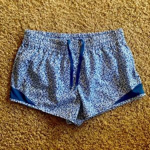 Flower Patterned Athletic Shorts - Size Medium